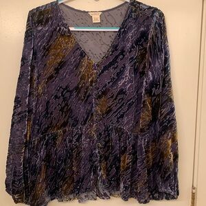 Sundance velvet burnout boho blouse, L, lightweight and gorgeous!